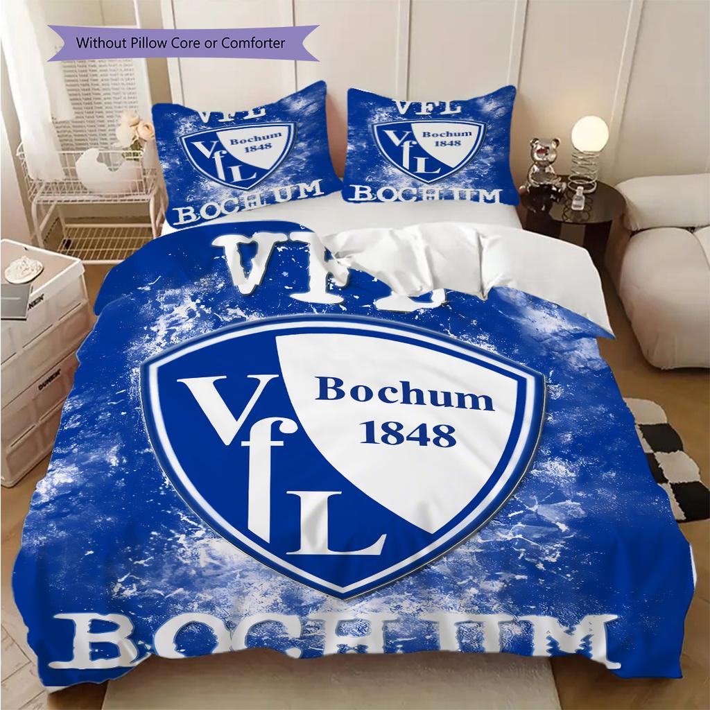 VfL Bochum 1848 Узор Комплект постельного белья Одеяло Покрывало Наволочка Домашний Декор Подарок на День Рождения (1 пододеяльник + 2 наволочки, без наполнителя)