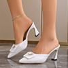 Heels Women Sexy Slipper Pointy Fashion Luxury Mules Fall New 2024 Elegant High Heel Slingers Solid Color Outside Slides