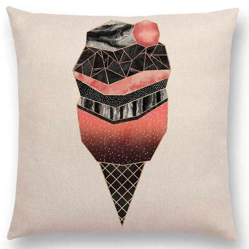 Последние милые счастливые кактусы, симпатичные ананасы, красочные мороженые, драгоценные агаты, принты, чехол для подушки для автомобиля, диванная наволочка