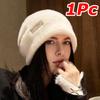 Women Fleece Wool Warm Plush Beanies Hats Female Gorros Solid Fashion Baggy Winter Coldproof Thicken Caps Outdoor Skullies Hat