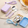 With Storage Box Stainless Steel Cutlery Set Foldable Portable Spoon Fork  Outdoor Picnic