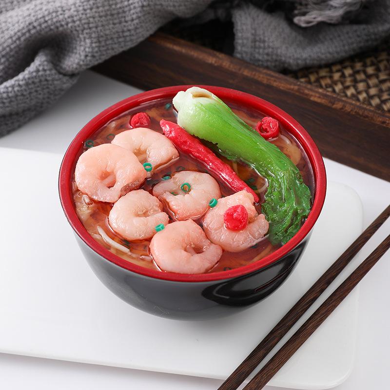 Пластиковая модель Копилка, Яйцо Говядина, Морепродукты, Набор Мисок для Рамена с Кальмарами, Имитация Еды, Креативная Еда, Подарок на День Дурака, 13x7см