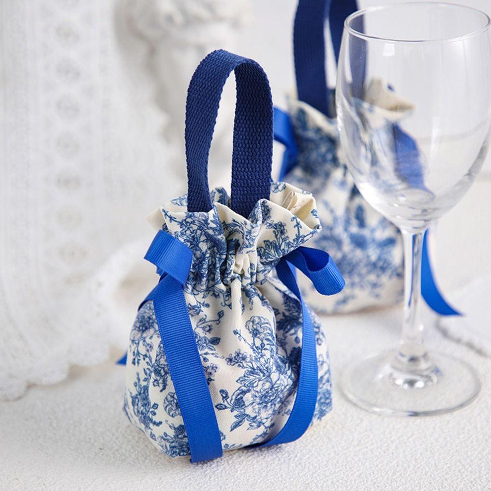 Hot Sale Wedding Flower Hand-painted Gift Packaging Boxes Drawstring Bag Candy Pouch Candy Bag