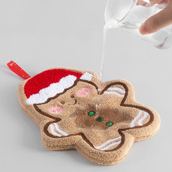 Christmas House Hand Towel Soft Absorbent Coral Fleece Towel Santa Claus Bells Design Quick-Drying Holiday Towel