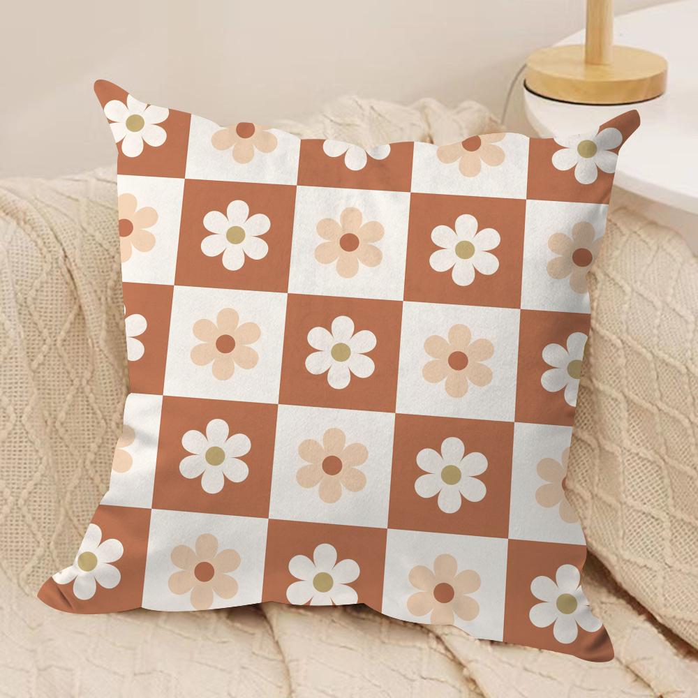Sweet Retro Geometrical Florals Cushion Cover Short plush Doublesided Print Square Throw Pillow Covers Sofa Home Cushion Decor