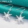 925 Sterling Silver Snowflake Earrings For Women Fashion Charm Jewelry
