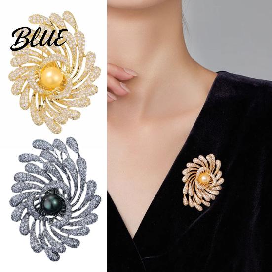 Irregular Design Lapel Pin Women Brooch Rhinestones Imitation Pearl Inlay
