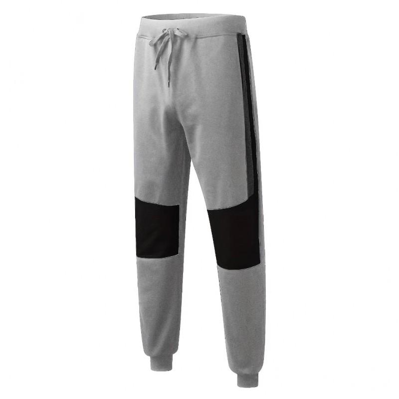 Mens Casual Jogger Pants With Color Block Design Warm Fleece-Lined Loose Fit Winter Daily Wear