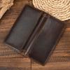 Long Genuine Leather Billfold Wallet Mens Bifold RFID Blocking Anti-theft 12 Card Holder Men Purse