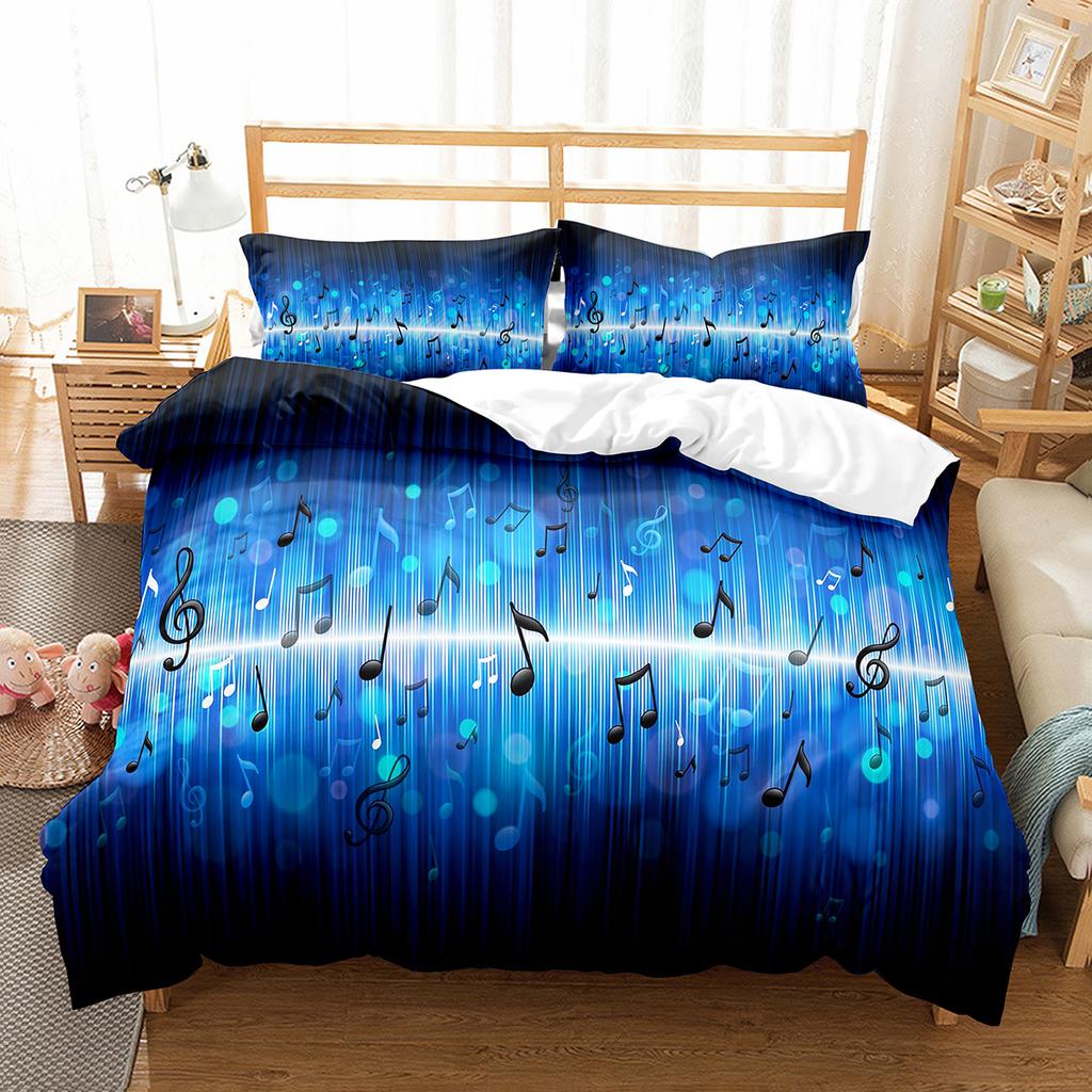 Piano Pattern Duvet Cover Queen King Size Classic Music Themed Bedding Music Pattern Geometric Stripes Room Decor 3 Piece Set