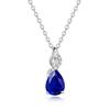 Natural Diamond Necklace for Women In 14K White Gold with a September Birthstone Sapphire Drop Pendant and Silver Perfect for and Gift