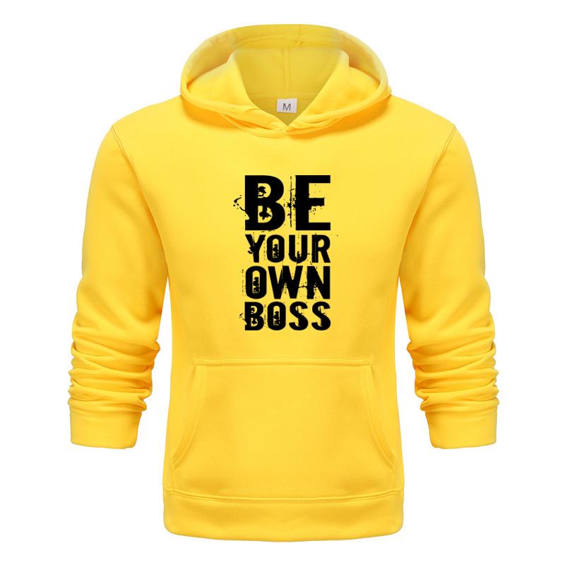 Осень и зима, новинка, персонализированная одежда с принтом «Будь своим боссом», мужская и женская толстовка с капюшоном для влюбленных, пуловер для бега, спортивная толстовка