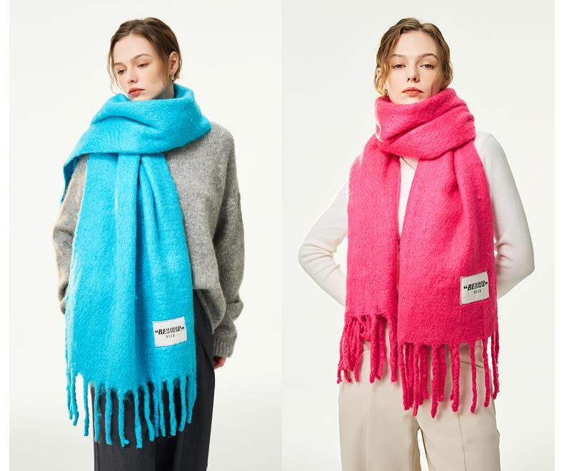 ELLE Women's New Autumn and Winter Premium Thickened and Velvet Large Size Shawl Warm Neck Scarf