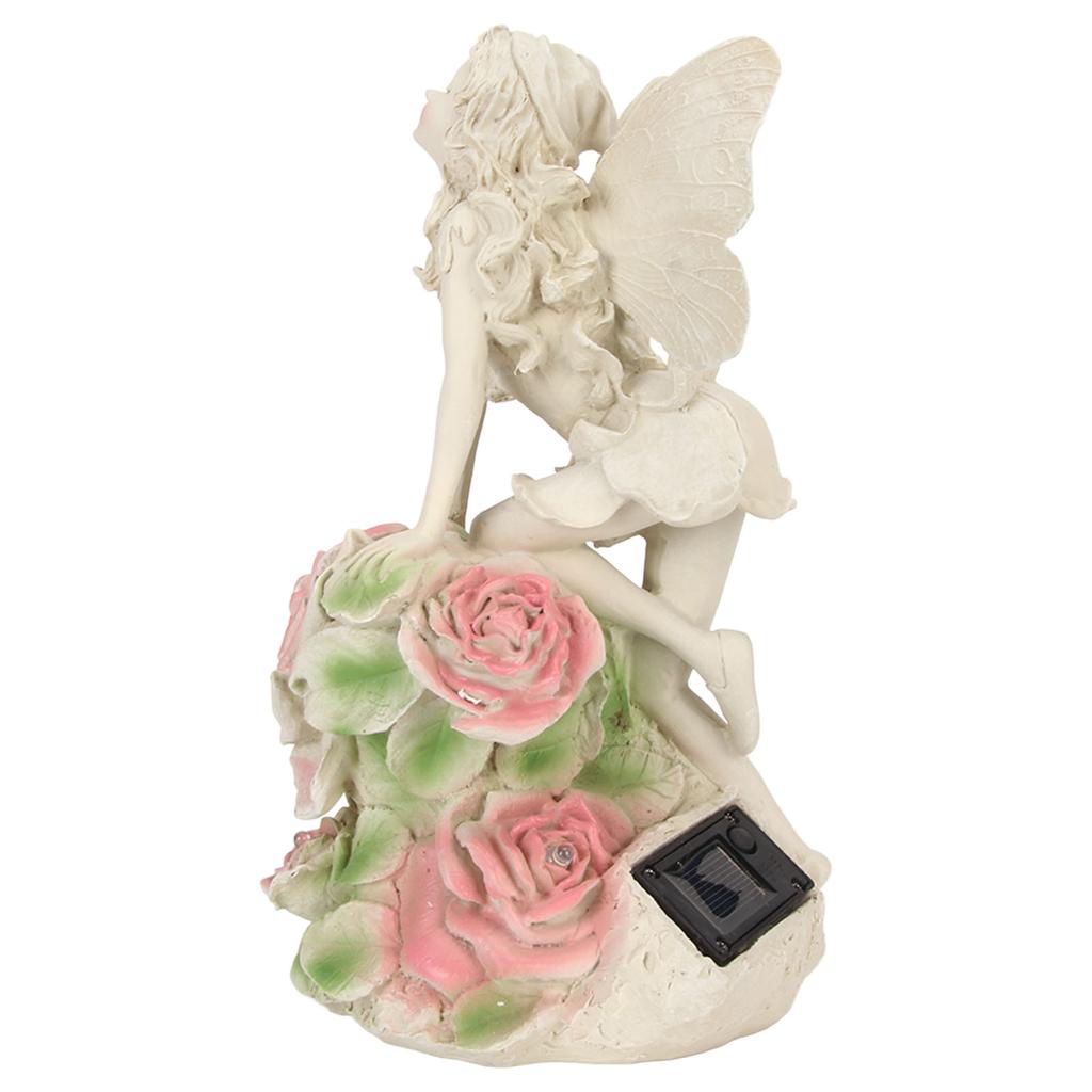 Angel Solar Light Waterproof Resin Vibrant Colorfast Rich Details Solar Garden Light for Courtyard