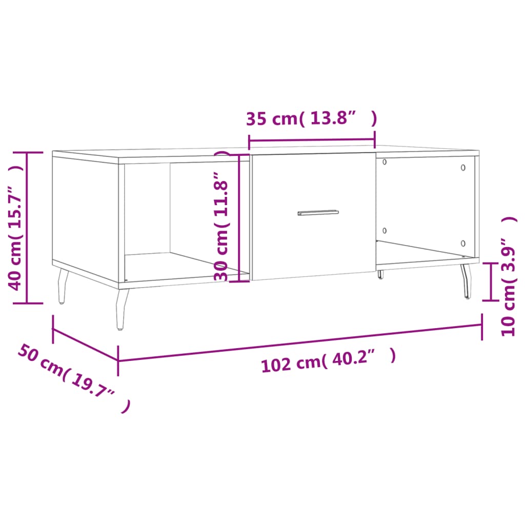 Coffee Table Black 102x50x40 cm Particleboard