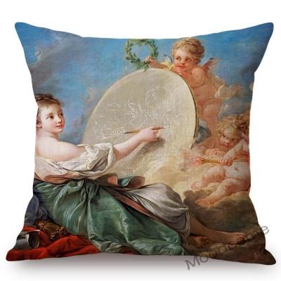 French Royal Painting Francois Boucher Ancient Greek Myth Venus Cupid Angels Floral Retro Decor Throw Pillow Case Cushion Cover