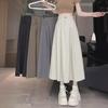 Off-White High Waist A-Line Skirt for Women - Versatile Drape, Casual, Slim Mid-Length for Spring & Summer