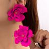 Bohemia Big Flower Drop Earrings for Women Wedding Trendy Long Double Layer Enamel Floral Crystal Stud Earring Ear Clip Korean