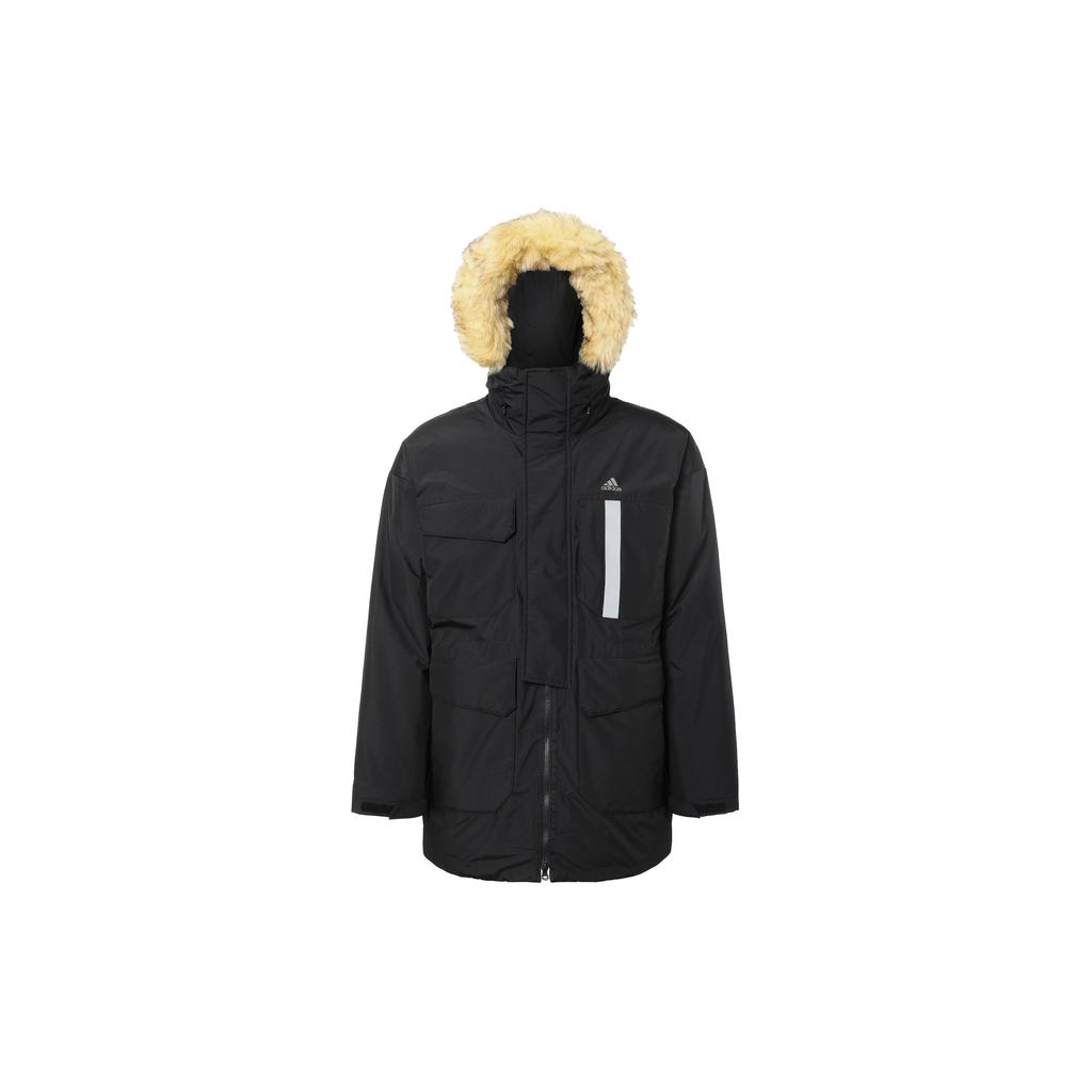 Adidas Solid Color Warm Windproof Casual Sports Hooded Down Jacket Men Outerwear Black IS0366