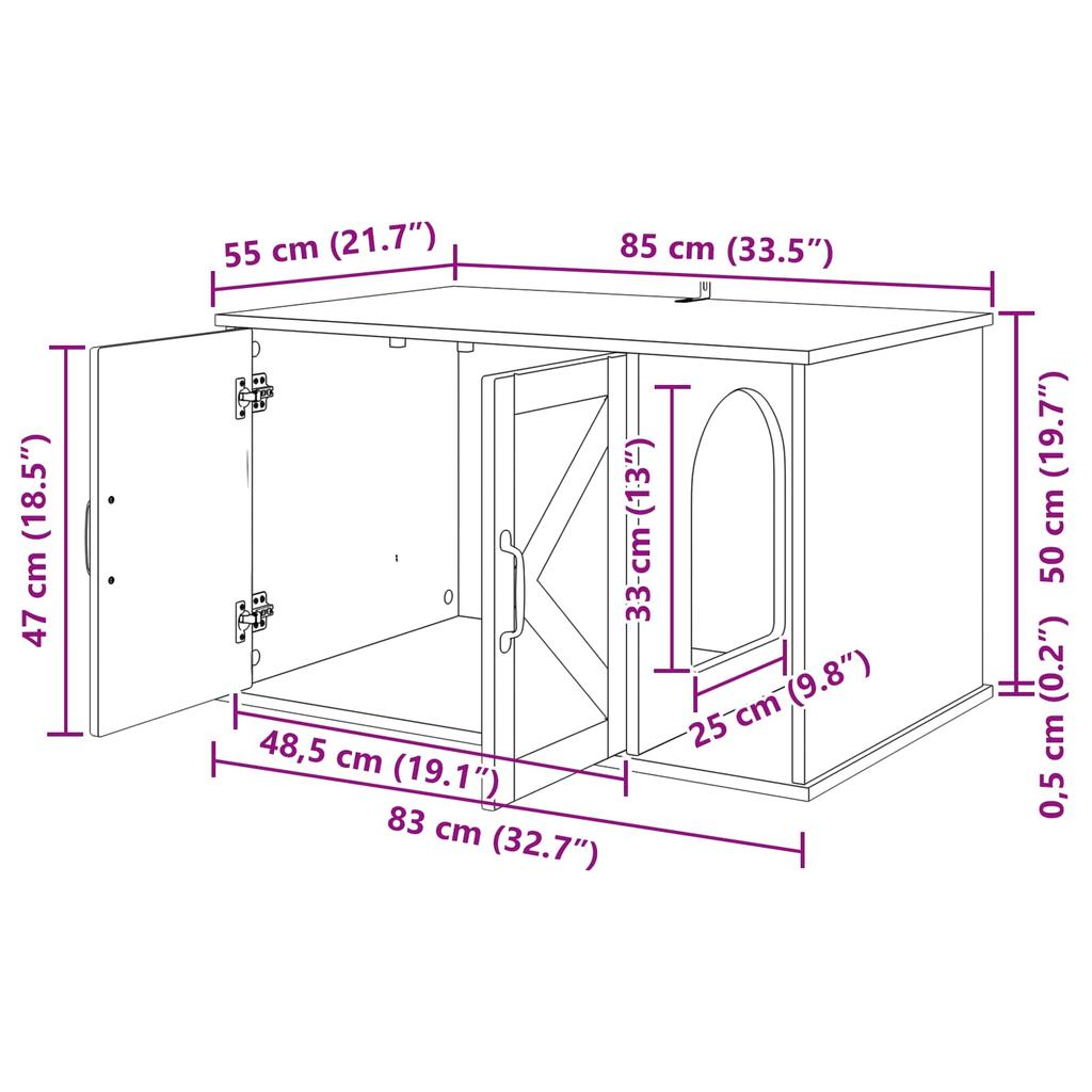 Cat House White 85 x 55 x 50 cm Engineered Wood