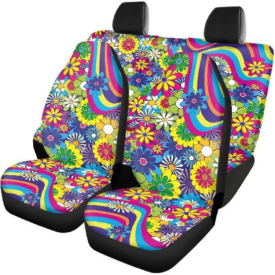 Чехлы на автомобильные сиденья с принтом коричневой коровы, 4 шт., Чехлы на передние и заднее сиденья автомобиля, Универсальные эластичные подушки на сиденья автомобиля, Защита салона автомобиля