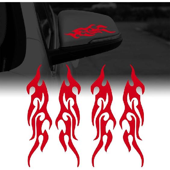 TOMALL 4 Pcs 19cm Flame Reflective Sticker for Car Flame Racing Sports Stripe Decal for Golf Cart Vinyl Waterproof Decal Decoration for Car Body Side