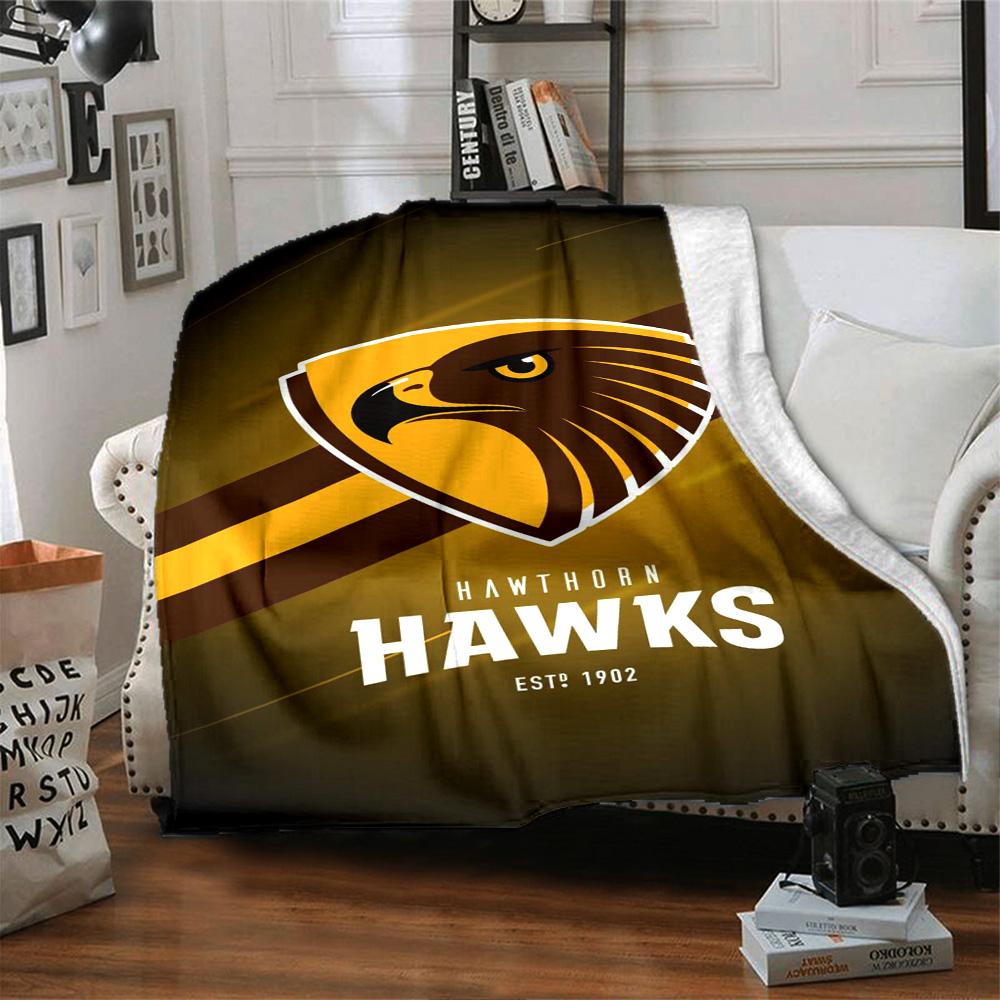 Hawthorn Hawks Print Flannel Blanket High Quality Warm Comfortable Cover for All Seasons Perfect for Gifts Home Decor