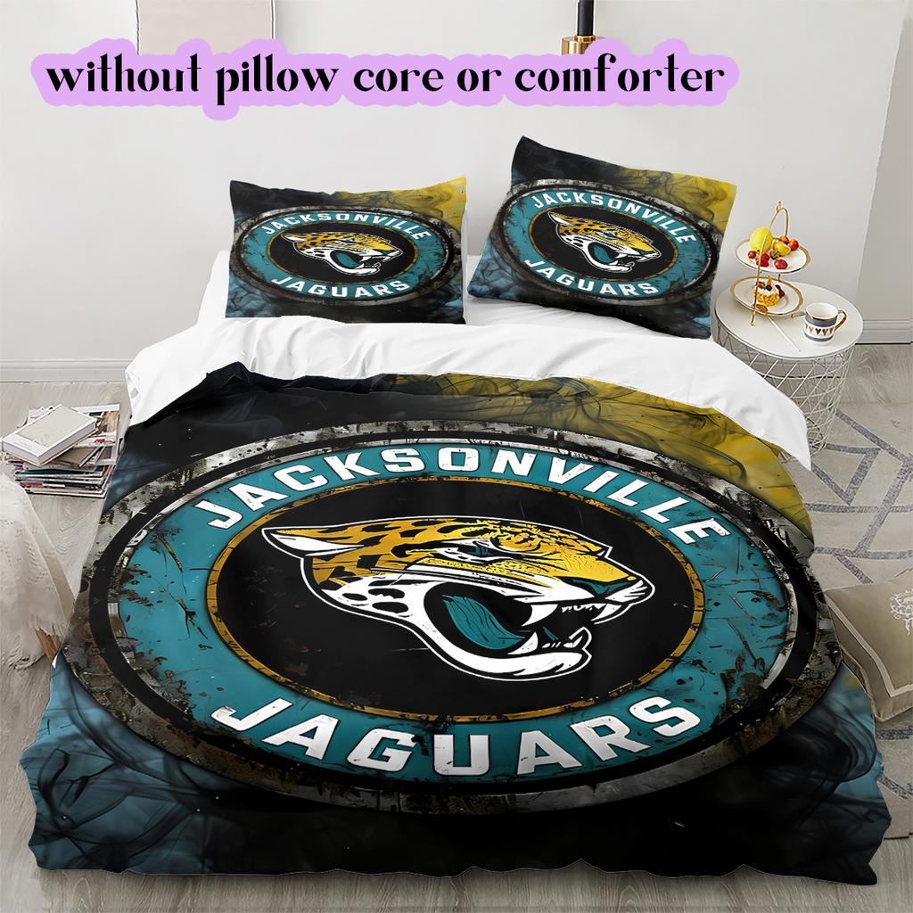 Постельное белье с узором Jacksonville Jaguars Комплект одеял Подушка Наволочка Домашний Декор Подарок на День Рождения (1 пододеяльник + 2 наволочки, без наполнителя)