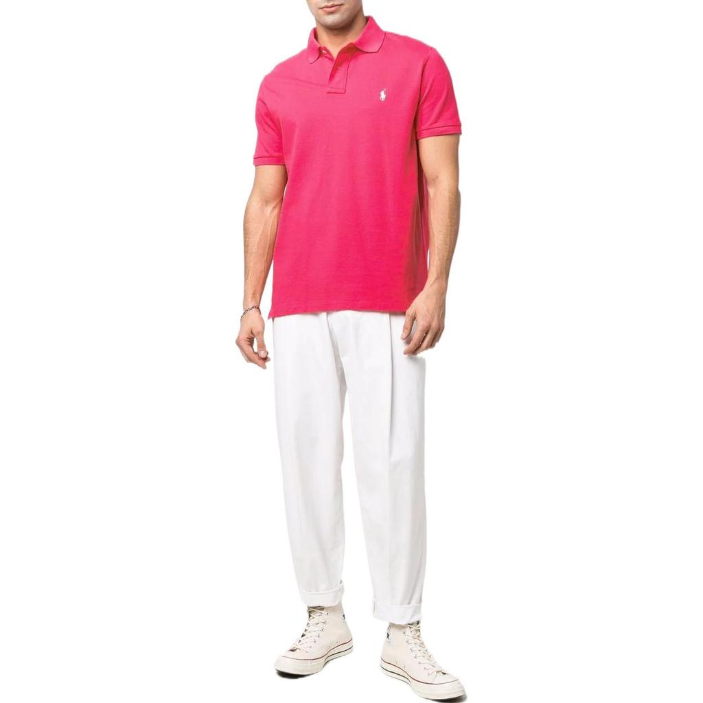 Polo Ralph Lauren SS22 Solid Pique Вышитая рубашка поло с коротким рукавом Мужские топы Розовый 710782592-007