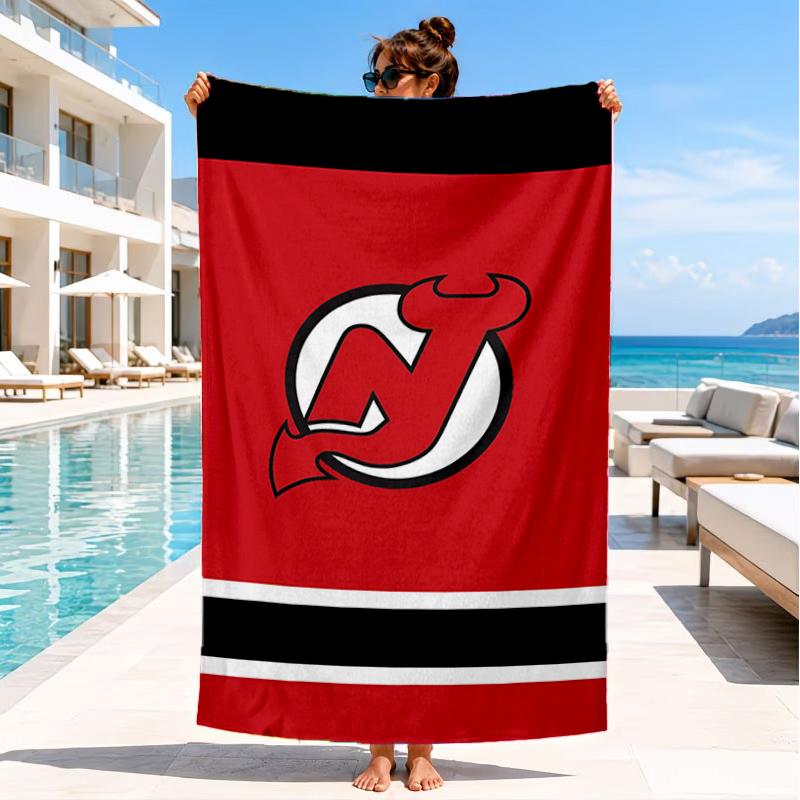 Jersey Devils Logo Beach Towel, Super Soft Microfiber, Perfect Gift for Her/Him, Birthday, for Pool, Beach, Travel, Decor Beach Party