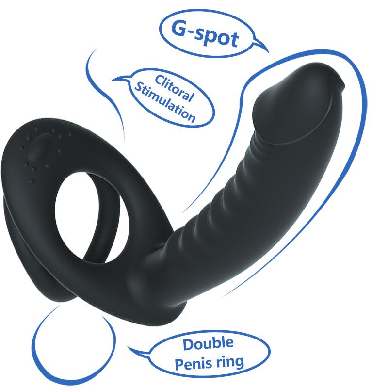 Вибрирующий фаллоимитатор для пары, двойное кольцо для пениса, пара, флирт, оргазм, массаж точки G, вагина, стимуляция влагалища, секс-игрушки для взрослых