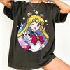 Sailor Moon Ретро 90-х Аниме Графическая Футболка Летняя Хлопковая Унисекс Женская Футболка Уличная Одежда Повседневный Тренд Короткий Рукав Пара Хип-Хоп Топ