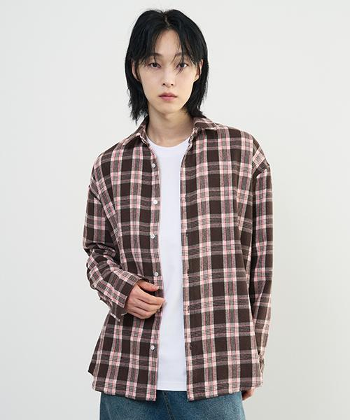 ARRAYED Natural Oversized Check Shirt [Navy]