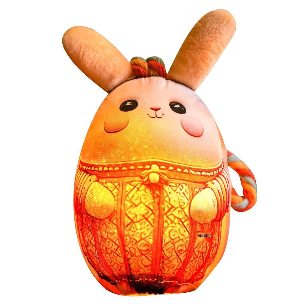 Светящийся фонарь-кролик на праздник середины осени 2025: Сделанное вручную тканевое светящееся подвесное украшение для детей