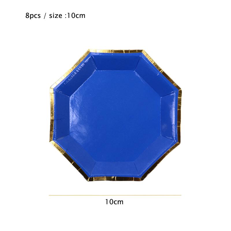 Одноразовая посуда голубого цвета, бумажные тарелки для вечеринок, стаканчики, трубочки, сувениры для детского душа, товары для дня рождения, золотые украшения для вечеринок, карнавала, свадьбы