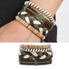 Handmade Multi Layer Beaded Bracelet Vintage Bohemian Style Handchain with Hemps Rope and Leather Ethnic Accessory