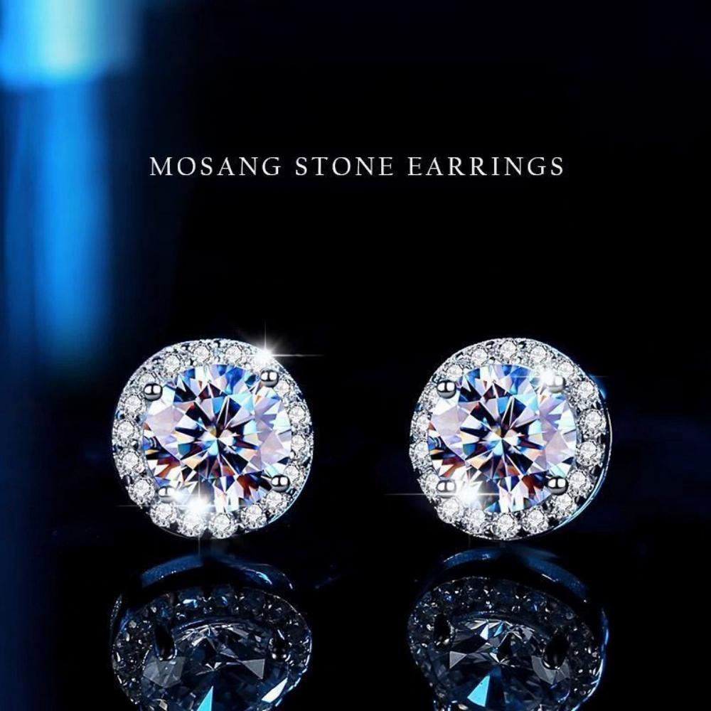 Серьги Classics 1.22CT с круглым муассанитом, женские серьги-гвоздики из стерлингового серебра 925 пробы с муассанитом