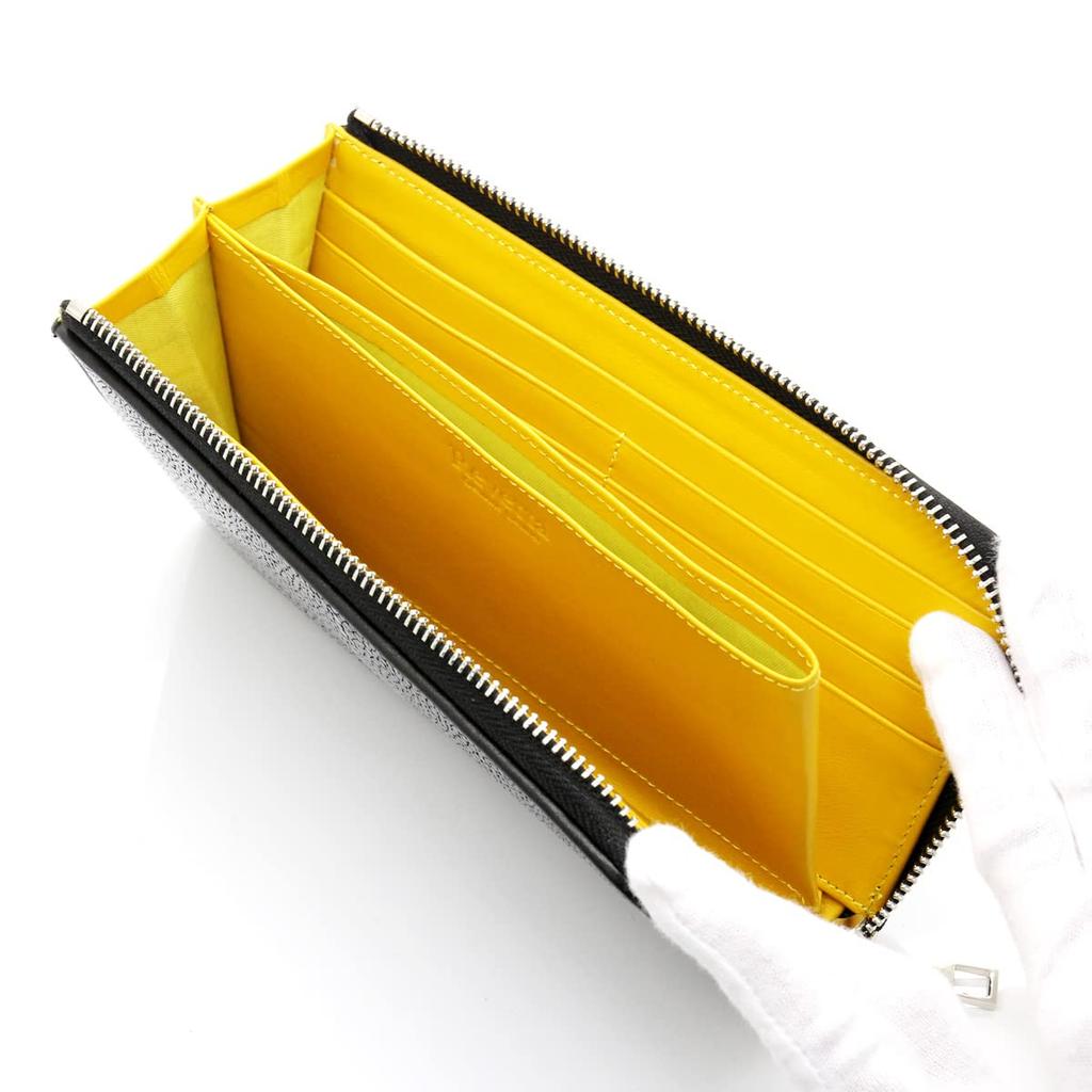 Длинный кошелек Levetta из кожи ската с горчично-желтой фурнитурой YKK из галюши и ската для мужчин и подкладкой из натуральной кожи, на L-молнии, кожа, черный, женский,