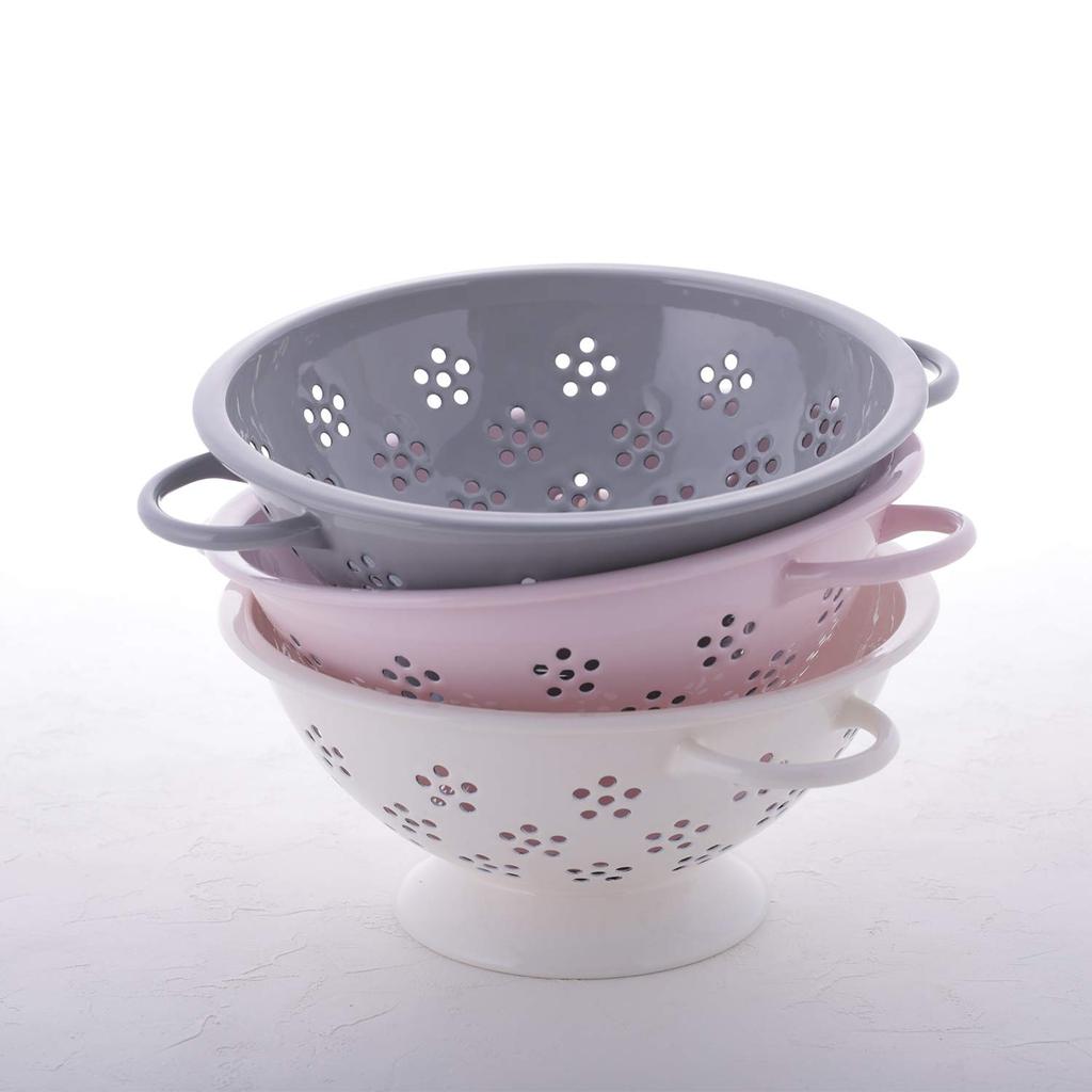 Fuji Enamel Draining Bowl Colander 22cm (Pink)