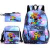 Rhythm Box Game Merchandise Student Bag Sprunki Cartoon Starry Sky Backpack Leisure Bag 3-piece Set D