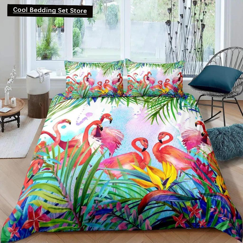 Фламинго пододеяльник комплект постельного белья для девочек цветы тропические животные розовый цветочный полиэстер одеяло покрывало для девочек детей женщин