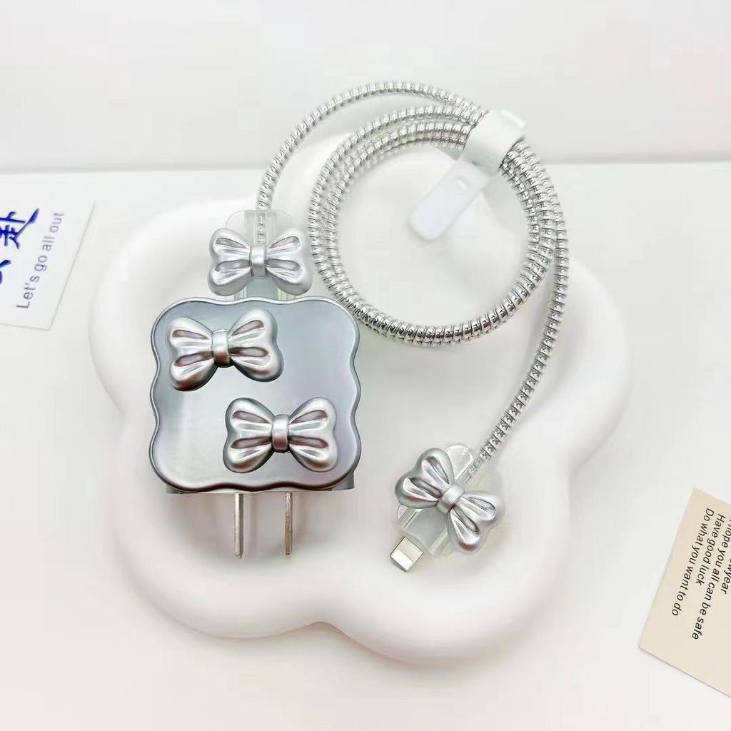 Rhinestone Heart Bear Charger Cover Set for Apple 18/20 EU/US - 5 Pieces