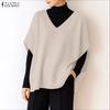 Women Casual V-Neck Loose Short Sleeve Knitwear T-shirt