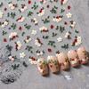 Delicate Chic White Flower Jelly Green Leaves Red Fruits Lily Gardenia Self Adhesive Nail Art Stickers Manicure Decal