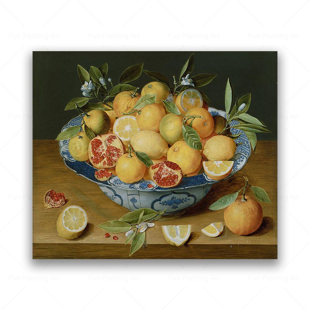 Винтажное фруктовое дерево, натюрморт, холст, картина, персик, гранат, яблоко, лимон, апельсин, принты, постеры, настенная картина, декор для кухни