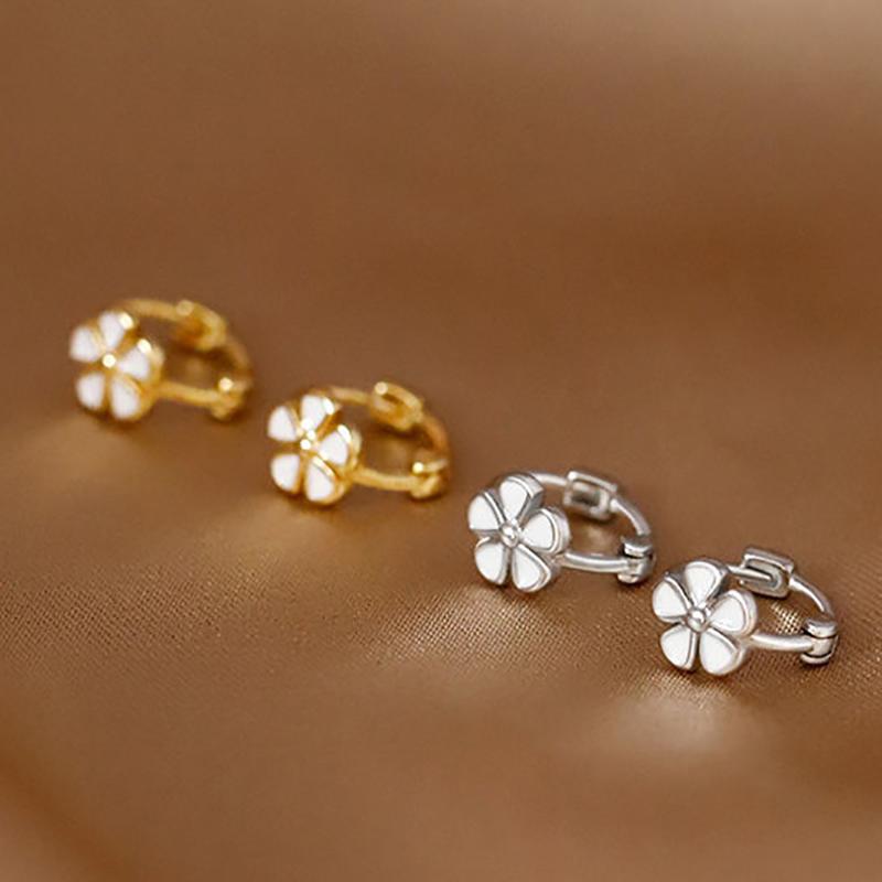 14K Цветочные серьги-кольца для женщин Серебряные серьги Hikaw Золотые не темнеющие гипоаллергенные серьги