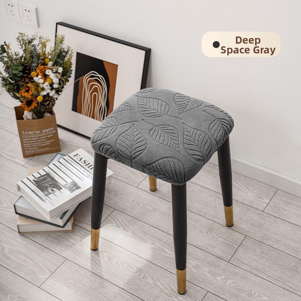 Solid Color Chair Seat Cover Leaf Stool Cover Universal Fiit Stool Case for Square Chairs