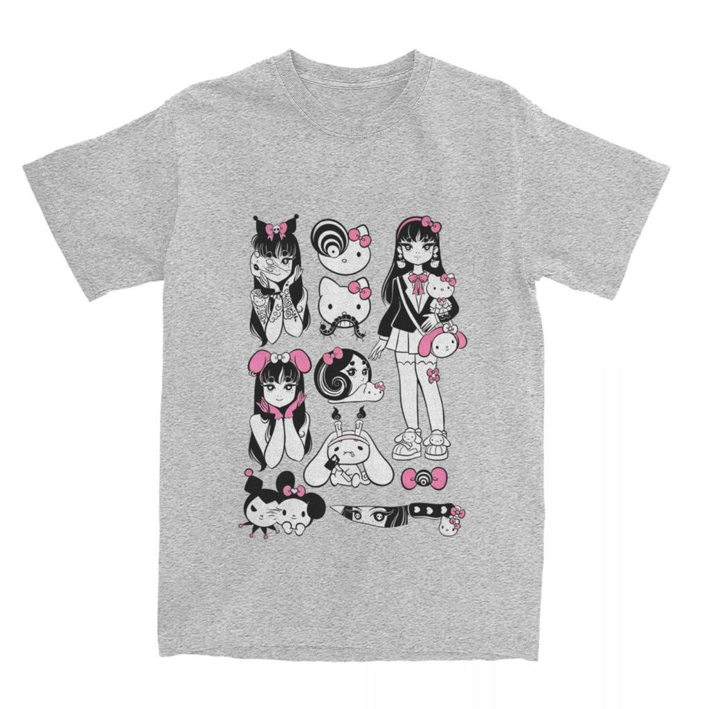 Junji Ito Tomie X Hello Kitty T-Shirt Trend T-Shirts Short Sleeve Streetwear Tshirt Summer Cotton O-Neck Size 100-4XL Clothes