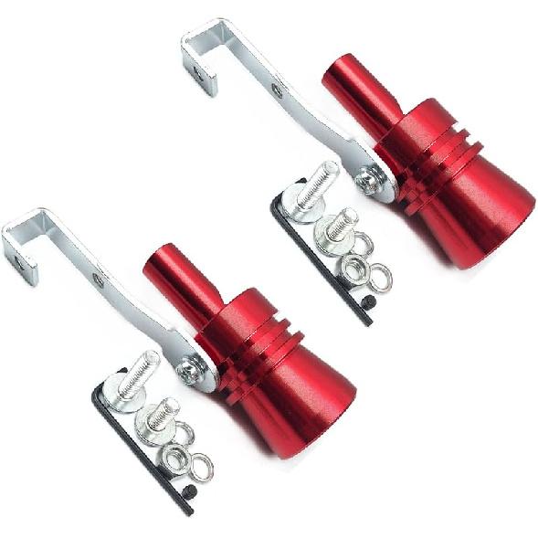DEVMO 2Pcs XL Size Aluminum Alloy Universal Turbo Sound Exhaust Muffler Pipe Whistle Car Roar Maker (XL-Black)