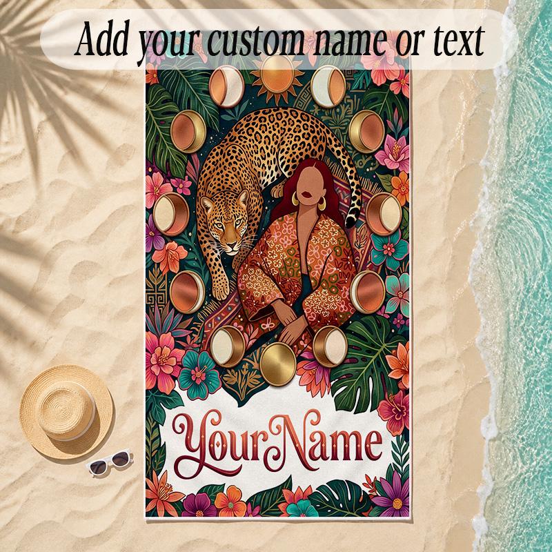 Cosmic Theme Soft Beach Towel Personalized Custom Name Text Towel Portable for Beach Pool Travel